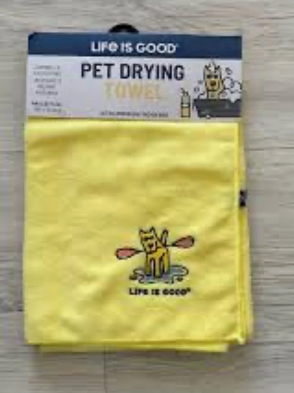 Life Is Good -Yellow Rocket the Dog Pet Drying MICROFIBER Towel!
